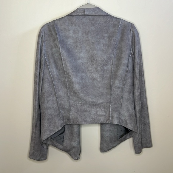 SW3 Bespoke GRAY SUEDE LEATHER-LOOK FAUX MOTO BIKER JACKET Size Large - Picture 7 of 14